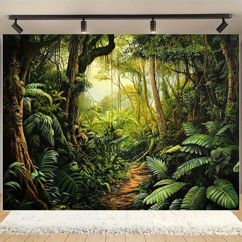 1pc tropical forest jungle natural scenery polyester fabric photography background and party banner, home decoration 130x150cm
