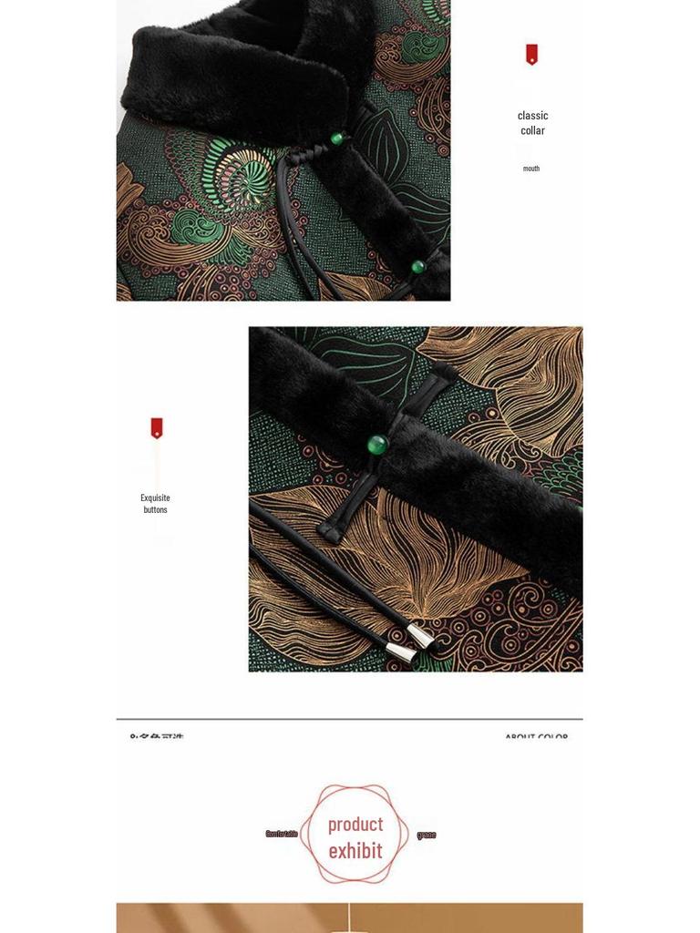 Warm Fur-Lined Cotton Coat for Middle-Aged and Elderly Women – Fashionable and Thickened for Winter