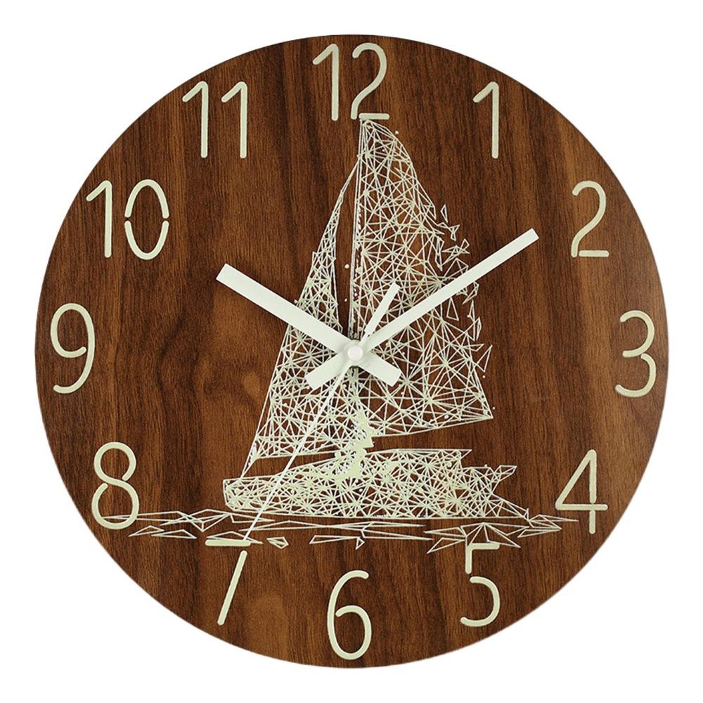 Wood Grain Luminous Wall Clock Fashion Quartz Wall Clock Silent Digital Clock  Wall Decor
