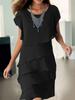 Chiffon shirt dress women's year new European and American women's clothing loose short-sleeved cake skirt