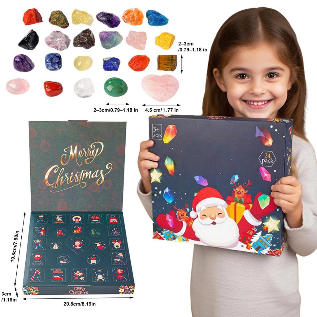 Natural Crystal Calendar Advent Calendar 24 Days Learning Toys Rock Collection Christmas Countdown Calendar For Teens Kids