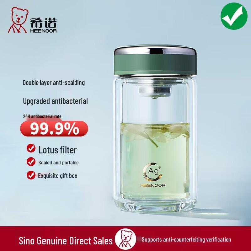 Xinuo Double-layer Anti-bacterial Glass Tea Cup