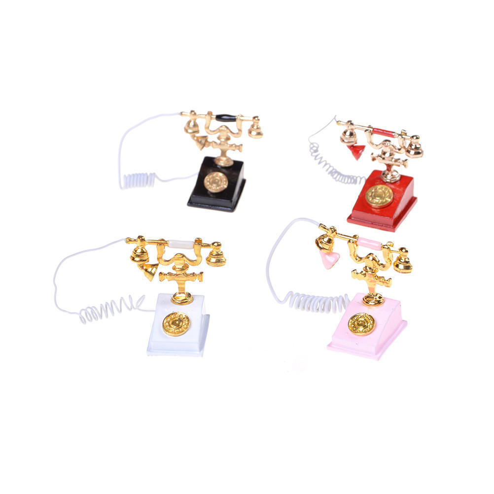 1/12 Doll House Furniture Miniature Retro Phone Vintage Telephone For Gift Wholesale
