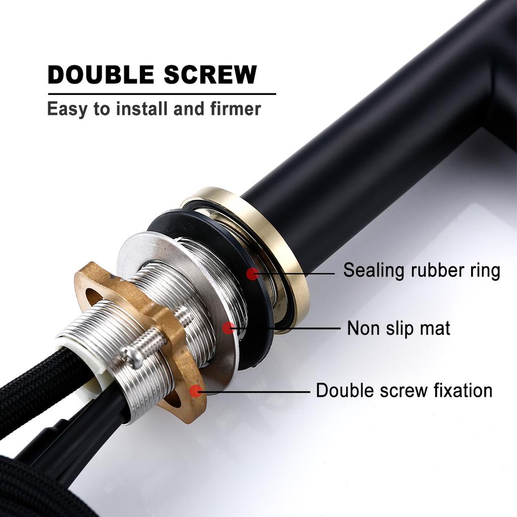 Bagnolux Brass Black Plus Gold 360 Oegree Rotation kitchen Hot Cold Water Sink Taps Pull Out Spout Deck Mounted Kitchen Faucet