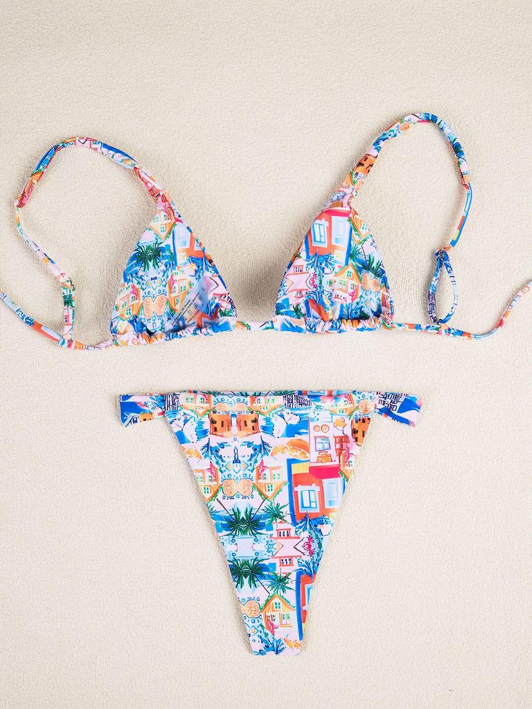 2025 Cross-Border European & American Sexy Print Bikini Swimsuit for Women