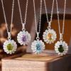 Daisy Pendant Necklace: S925 Silver with Citrine, Amethyst, Topaz & Peridot