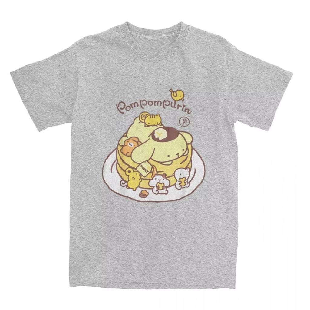 Maglietta Pompompurin Pancake Friends Uomo Donna Vintage Cotone Maglietta Girocollo Manica Corta Maglietta Regalo Vestiti