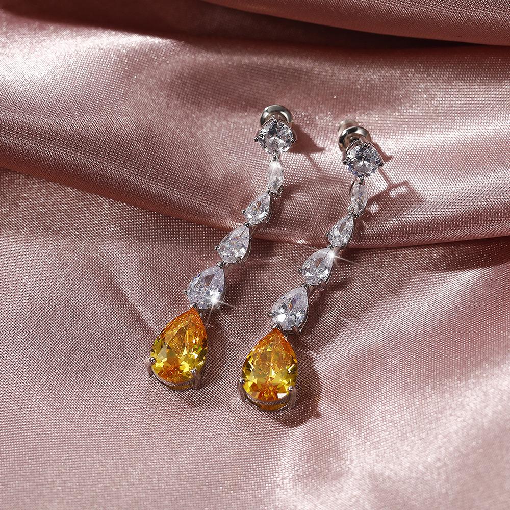 Cao Shi Koreanische Birnenförmige Tropfen Zirkon Quasten Damenohrringe