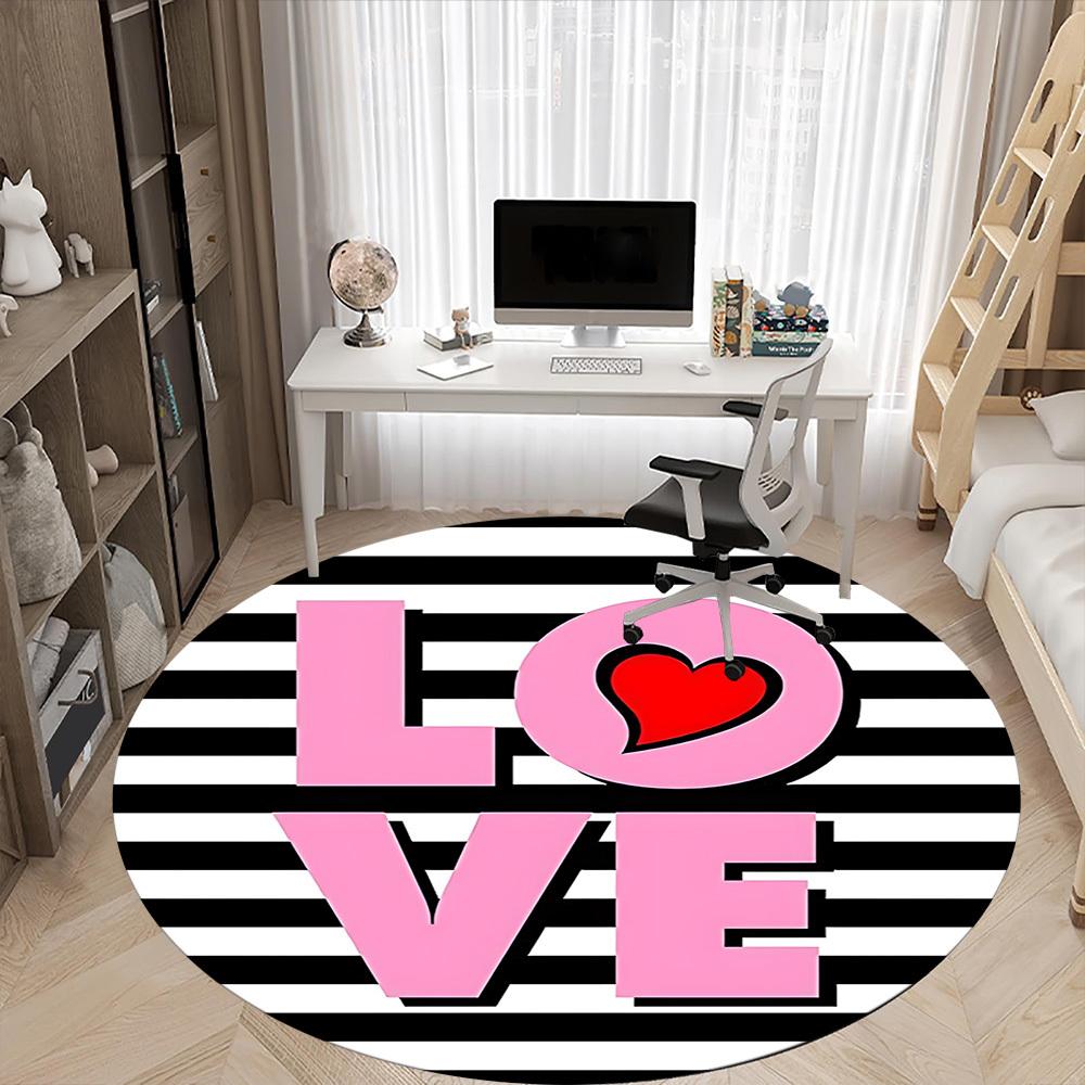1pc LOVE Heart Print Chair Carpet for Office Non Slip, Machine Washable Rug for Office, Room Holiday Decor for Christmas, Birthday Polyester