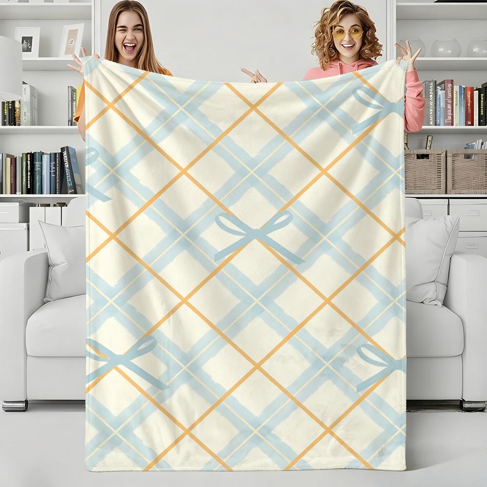 Decor B-Bowknots Throw Flannel Blanket Perfect for Sofa Office Bed Travel Sleep Read Relax Camping four season use