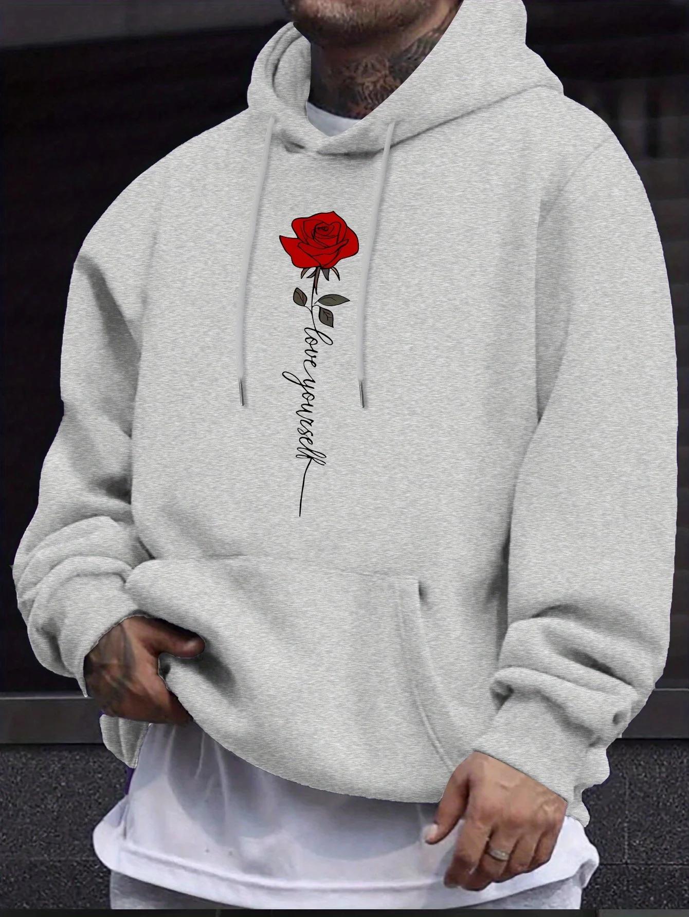 

Sudadera con capucha versátil y elegante estampada para hombre, cómoda camiseta de manga larga, perfecta para otoño e invierno S