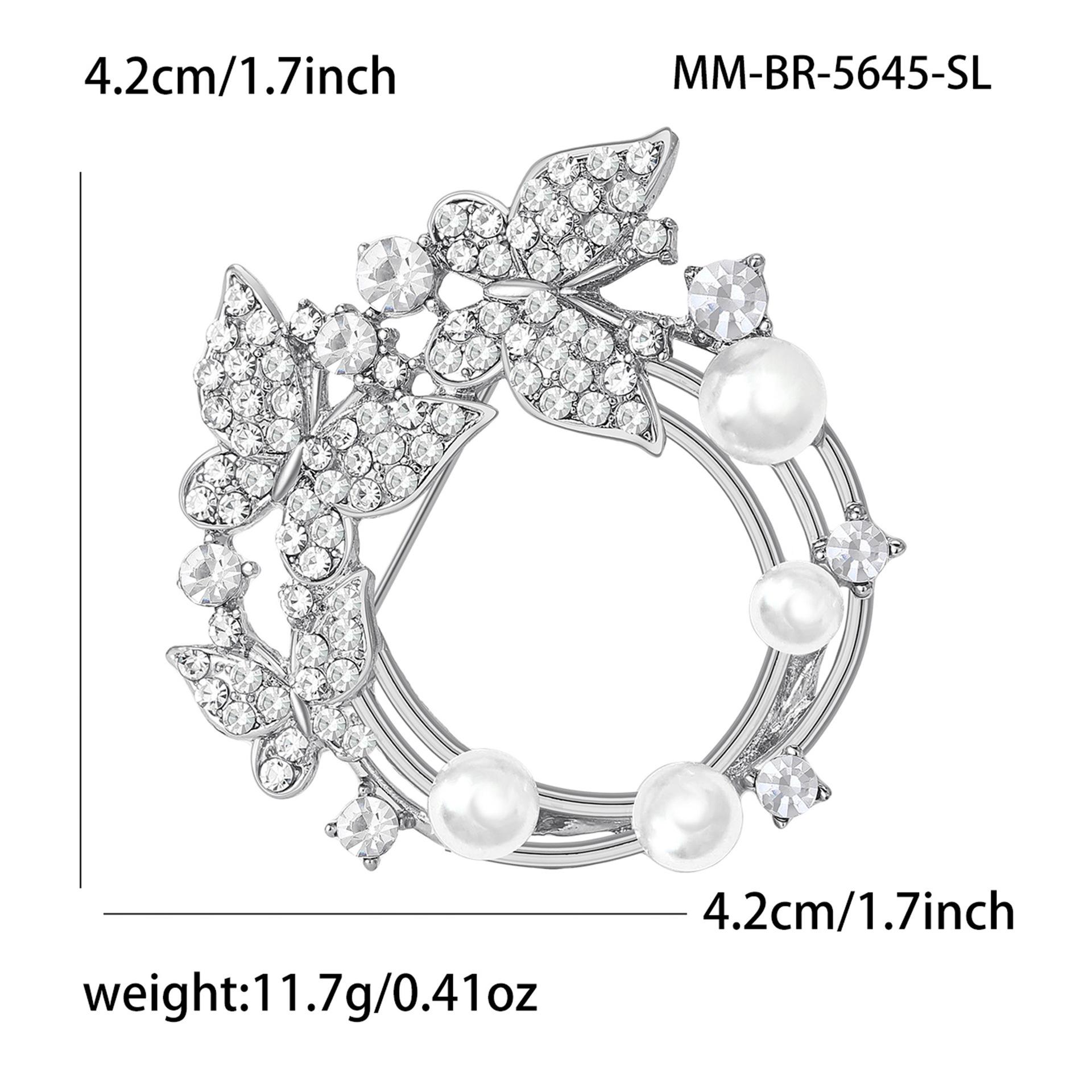 Rhinestone Butterfly Wreath Brooch for Women Insect Pins Party Friends Accessories Gifts