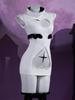 Vestido Adulto Estilo Mágico com Cosplay Coração Aberto Moe Traje Branco Elegante [Miccostumes] Vestido Curto de Manga Curta Feminino, Fantasia, Peito, Padrão,