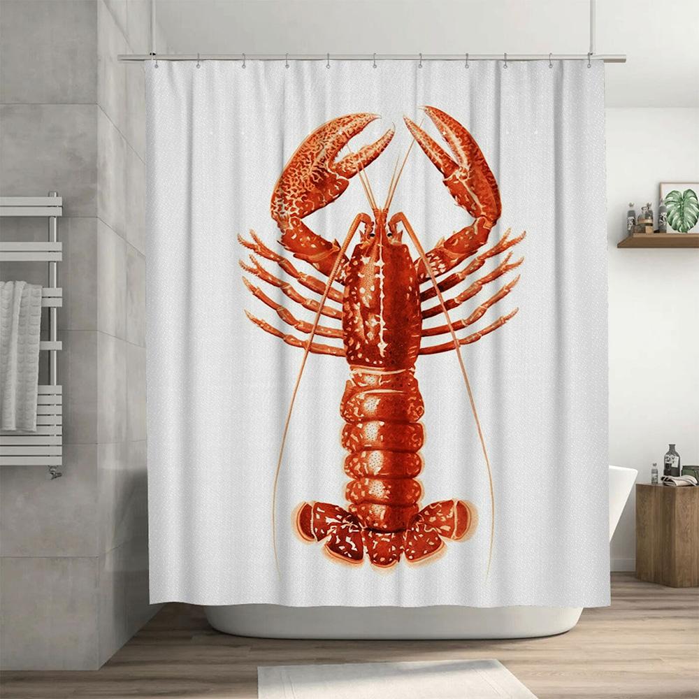 Modern Bathroom Decor Shower Curtain Waterproof Home Decoration with Crab Print in Various Colors High Quality Fabric for Long L