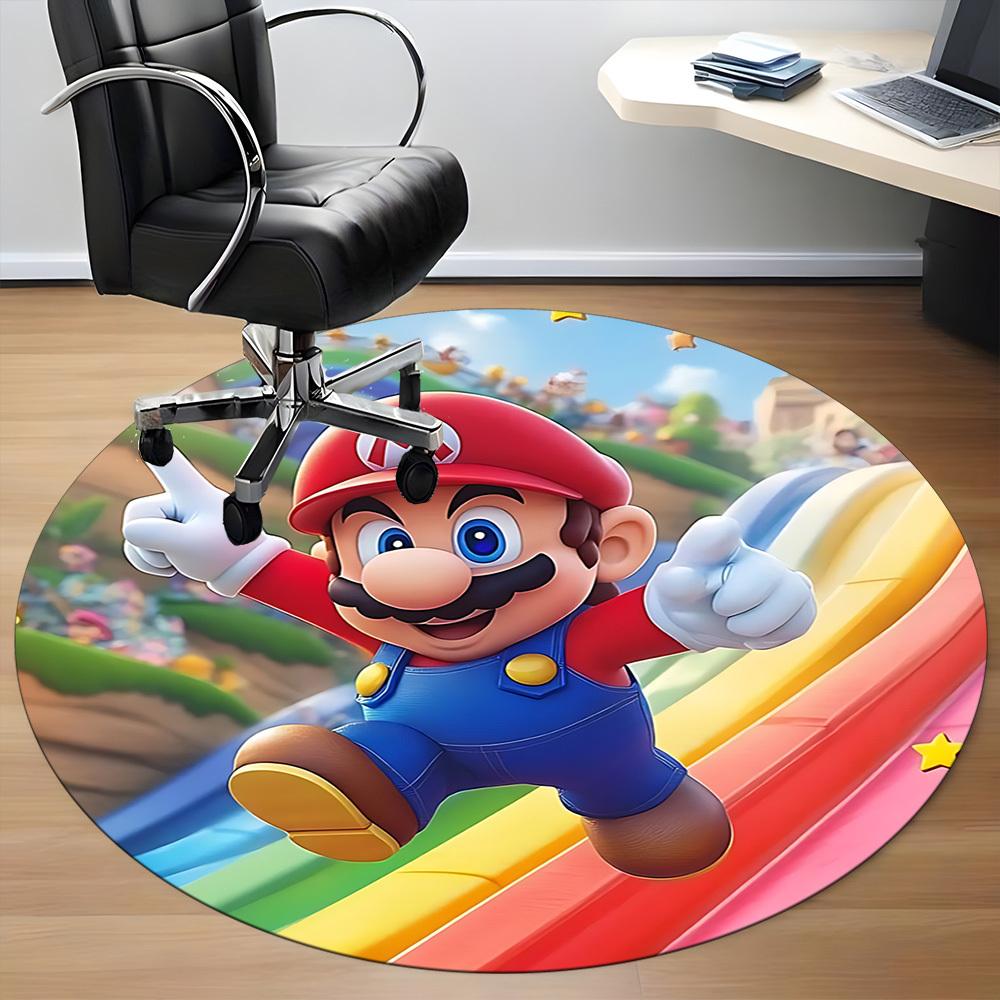 1PC Mario Adventure Office Round Area Rug, Indoor Mat Suitable For Office, Under Office Chairs Bedroom Living Room Home Decor DT1212028