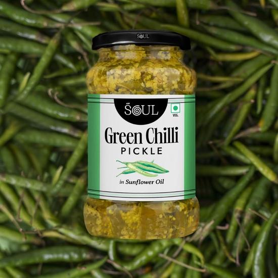 Soul Green Chilli Pickle 375g - Handcrafted Gourmet Zest In Sunflower Oil
