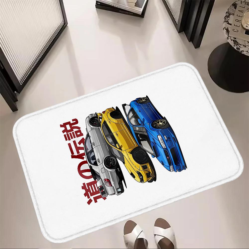 

Racing Car Graffiti Art Carpet Mat Black White Urban Trendy Automotive Cartoon Illustration Home Decoration Rug Welcome Mat 30X50CM