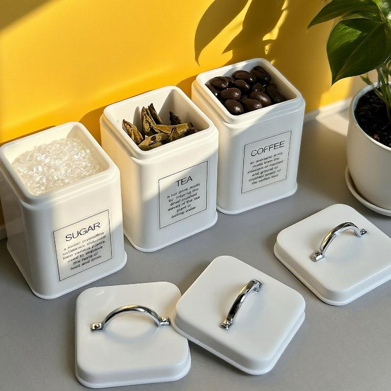 3Pcs Mini Kitchen Storage Container Square 1/6 Scale Miniature Dollhouse Coffee Bean Tin For Doll Accessories Toy