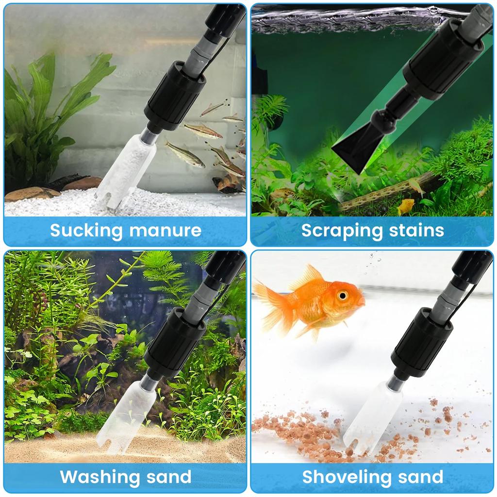 6 In 1 Aquarium Gravel Cleaner Tool Strong Suction Electric Fish Tank Vacuum Automatic Water Changer Wash Sand Water Changing