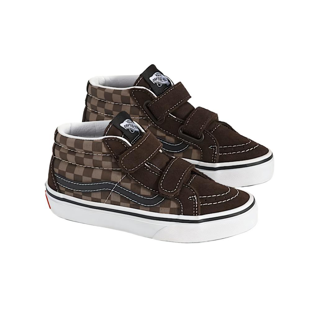 Vans Sk8 Mid V Checkerboard Shoe Comfortable Versatile Fashion Trendy Mid-Top Kids Skate Shoes Kids sneaker VN000CZ7BRO