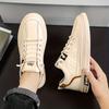 Fashion Men's Shoes 2025 Off White Shoes Sneakers New Men's Soft Leather Casual Board Shoes Soft Sole Fashion Lightweight Elastic Couple