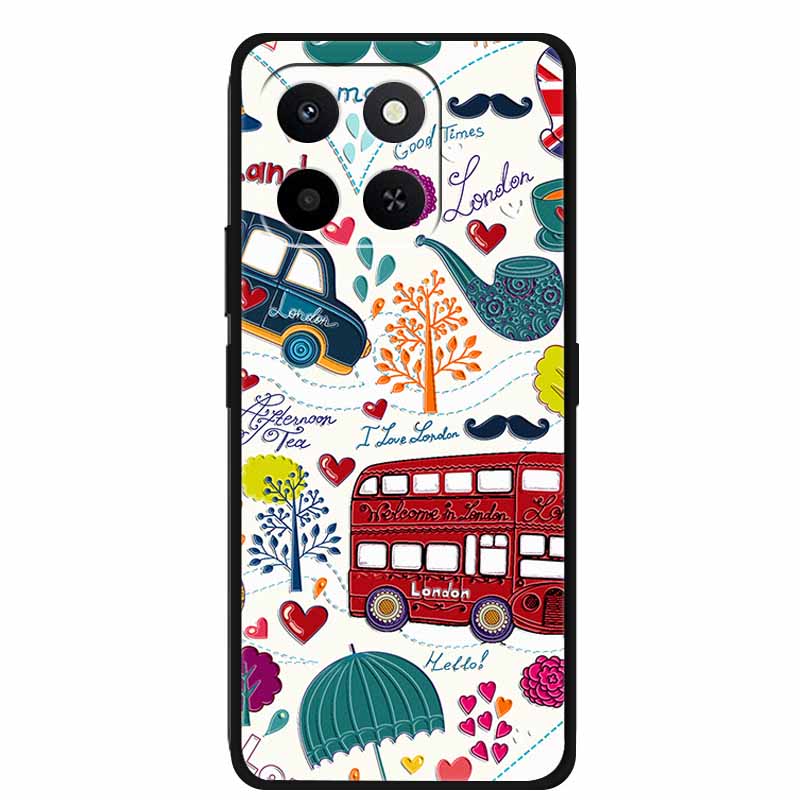 3D Case For Honor X7d 5G Case X 7 d Coque 6.77" Emboss Flowers Black Silicone Soft Back Cover For Honor X7d 4G Cases Shell Funda
