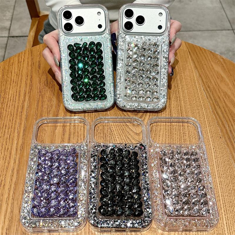 Glitter Crushed Diamond iPhone 17 Pro Case - Full Diamond, Transparent Design for iPhone 13, 14, 15, and 16