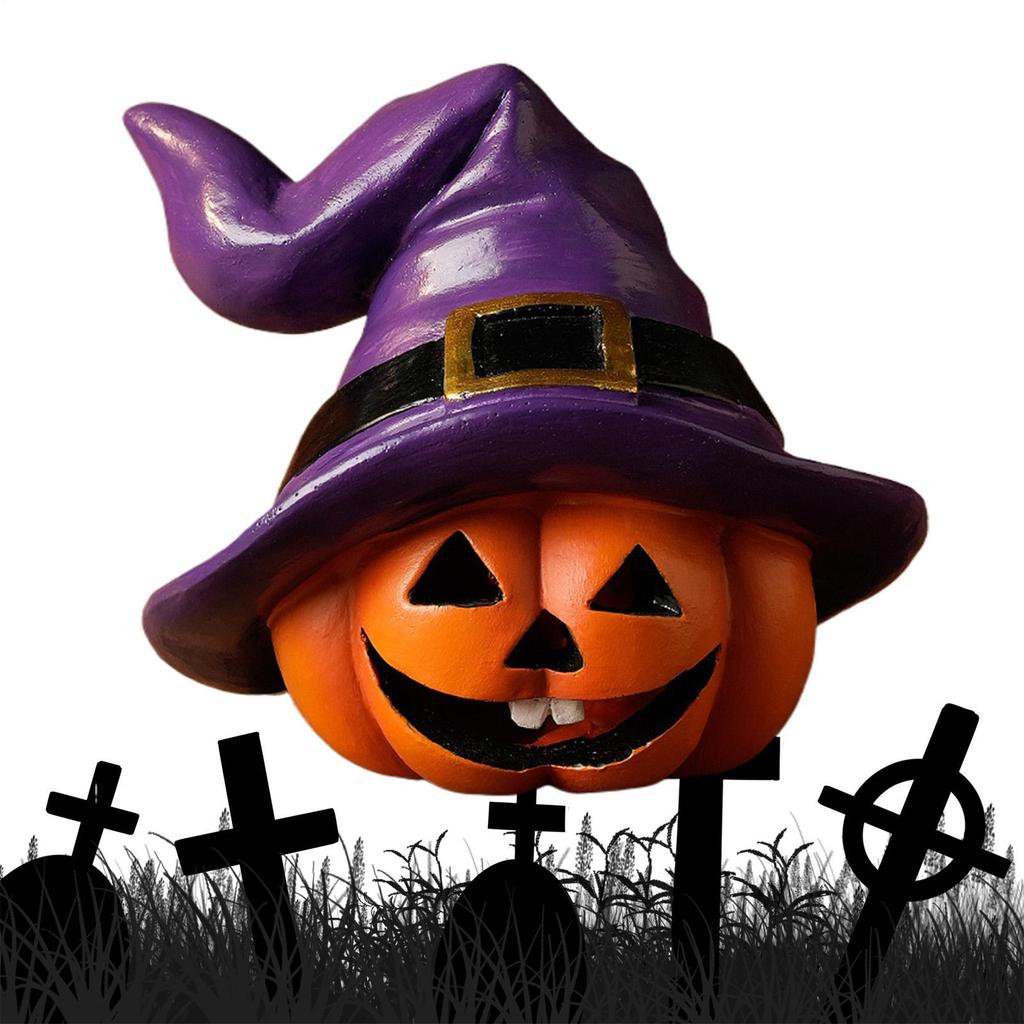 Halloween Witch Hat Pumpkin Figurines Table Decor Resin Party Props Halloween Decorations Holiday Table Centerpieces Ornaments