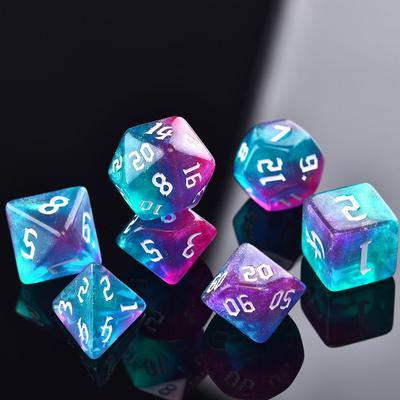 Games Game Dice Carved Pattern Dice Set Two-tone Dice Set Iridescent Glitter Polyhedral Dice 7-Die