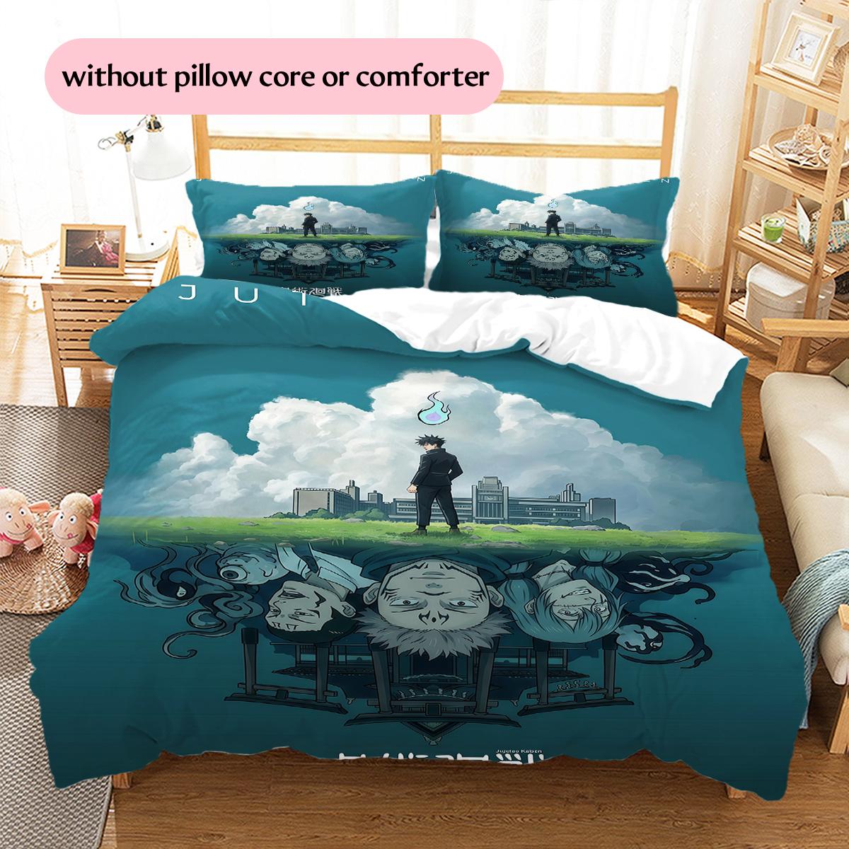 

Multi-Character Jujutsu Kaisen Pattern Bedding Quilt Set Home Decoration Gift (1 * duvet cover + 2 * pillowcase without core) 135x200cm