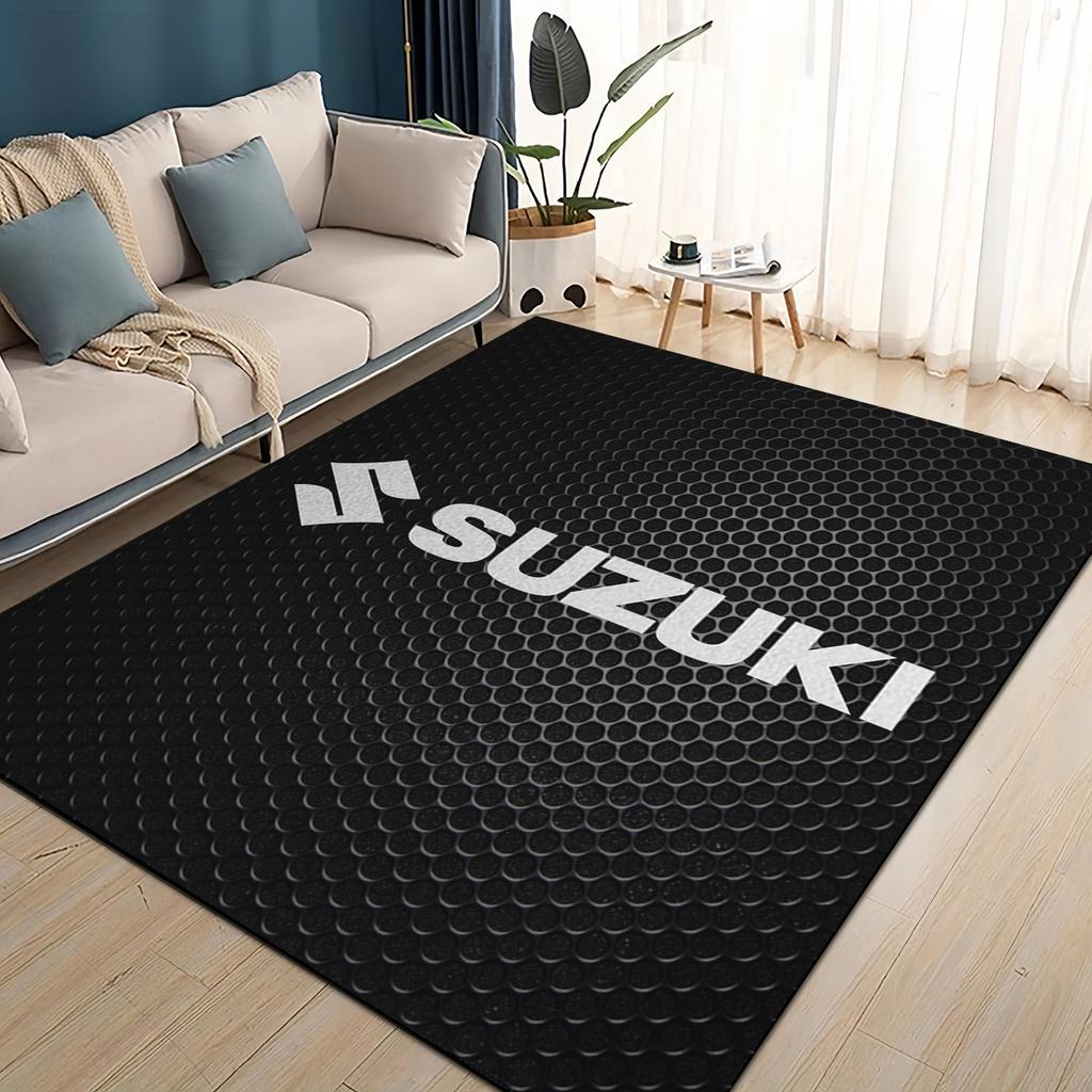 3D Racing Car S-SUZUKI Logo Motorcycle Carpet Rug for Living Room Bedroom Home Sofa Decoration,Kids play Non-slip Floor Mat