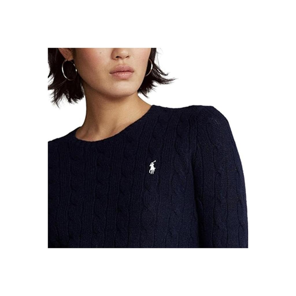Polo Ralph Lauren FW22 Solid Logo Embroidered Print Crew Neck Long Sleeve Knit Sweater Women sweater Deep-Blue 211581065-025