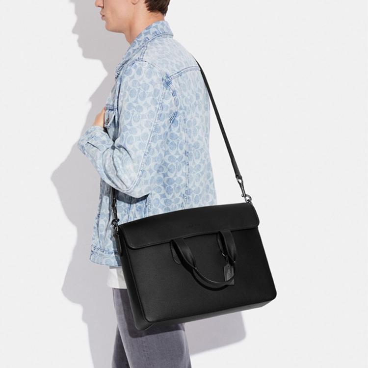 New COACH Sullivan Cow Leather Document Bag Handbag Shoulder Bag Crossbody Bag Large Size Men's Black C9875-QBBK