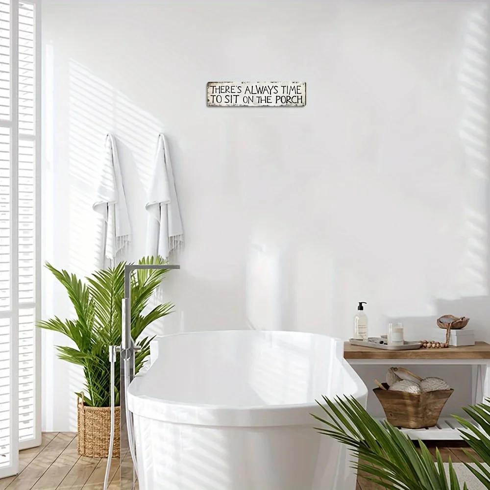 There's always time to sit on the porch metal tin sign 4x16 inches farmhouse cottage beach bar wall decor bar home bathroom pool