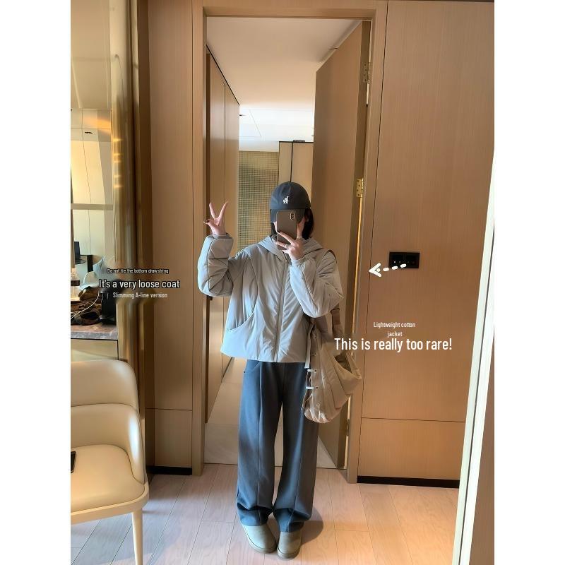 Lulu Sporty Women's Hooded Windproof Cotton Jacket - Casual, Versatile, High-End Outerwear