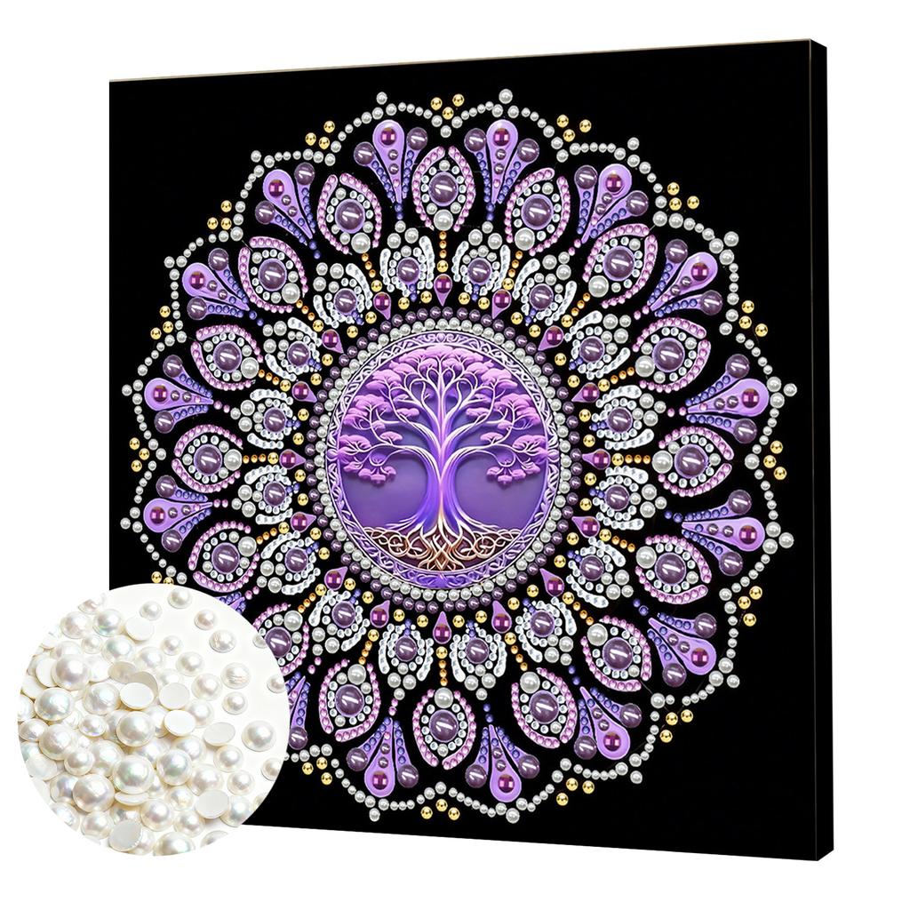 DIY Mandala Perlenkunst Malerei für Erwachsene Geschenk Heimdeko Perlen Edelstein Malereien Bild Kunsthandwerk 25x25cm Mit Rahmen