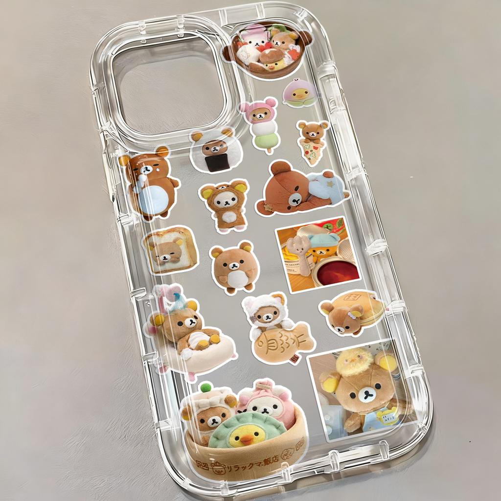Phone Case for iPhone 17 16e 16 15 14 13 12 11 Pro Max 7 8 Plus X XR XSMax Airbag Anti Fall Clear Cover Cartoon R-Rilakkumas