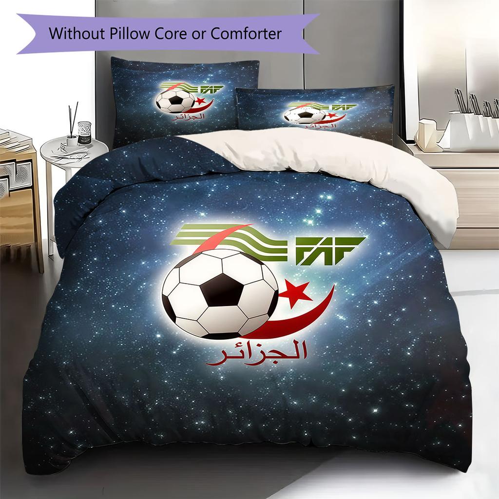 Algeria National Football Team Pattern Bedding,Quilt Set Quilt Cover Pillowcase Home Birthday Gift(1 * duvet cover + 2 * pillowcase, without core)