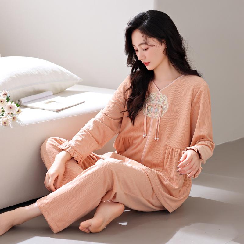 Island Fleece Pajamas Women'S Autumn And Winter Coral Fleece Long-Sleeved Winter Thin Fleece Loungewear Set