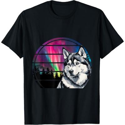 Siberian Husky Mom Alaskan Dog Northern Lights Alaska Husky T-Shirt for Men Women Girls Kids