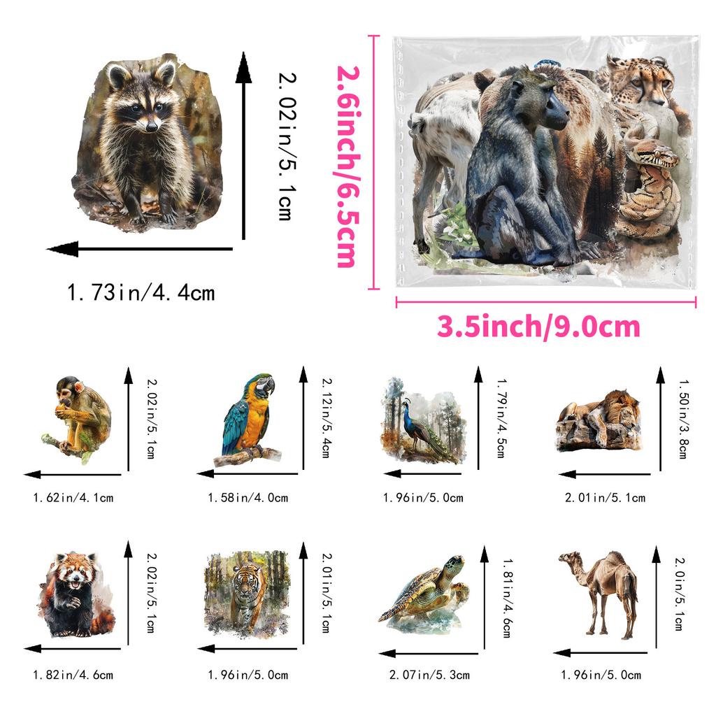50 Ultra-Realistic Animal Pictures Transparent Stickers Children'S Enlightenment Early Education Stickers Diy Glass Photo Frames