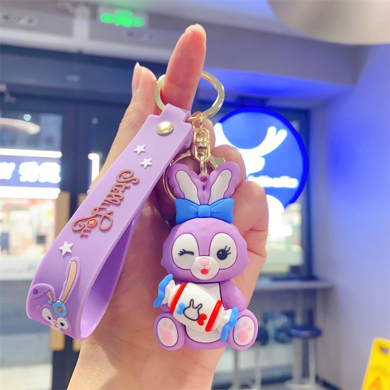 Cartoon Cute Cute Drag Bunny Pendant Car Keychain Children's Toys Small Gifts Doll Machine Accessories