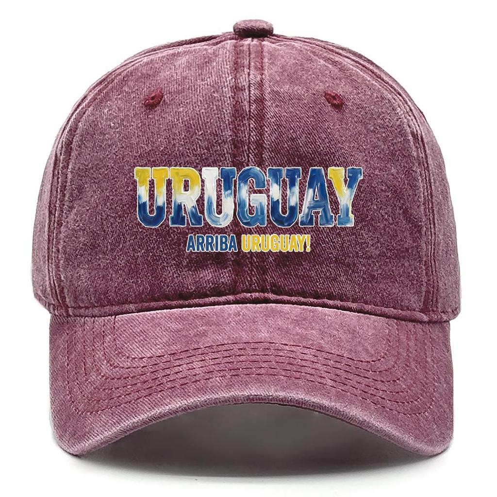 Sun Hat With "URUGUAY" "ARRIBA URUGUAY" Flag Printed , Adjustable Baseball Hat Inelastic Hip Hop Fit Headwear Sports Hat