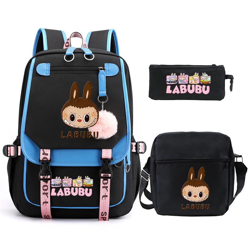 Cartoon Printed Children's Backpack Large Capacity Campus Trend Student Schoolbag Three-piece Set