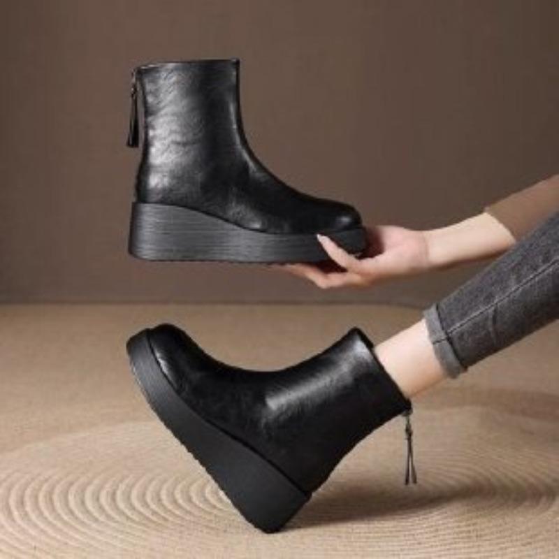Short Boots, Women's Shoes, New Thick-heeled Pointed-toe Mid-heeled Fashionable and Versatile Ankle Boots