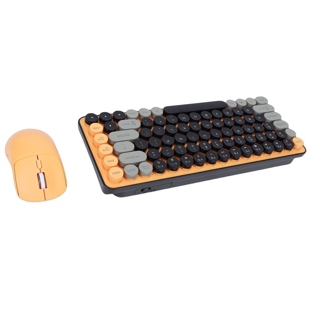 Wireless Keyboard and Mouse Combo 85 Keys Cordless Mice Keyboard with Round Keycaps Dual Mode