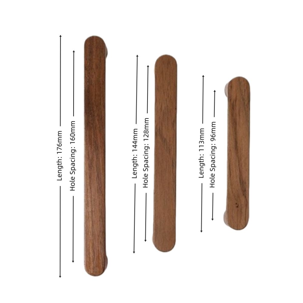 Minimalist Nordic Style Cabinet Handles Walnut Wood Rounded Edges Drawer Pulls Eco-Friendly 96mm Wardrobe Handles Home Decor