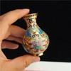 Vintage Cloisonne Vase Traditional Handmade Copper Wire Enamel Craft Golden Base Home Decor