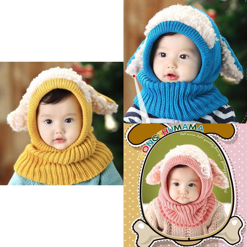 Toddler Knit Cap With Cute Dog Pattern For Kids Winter Warmth And Wind Resistance