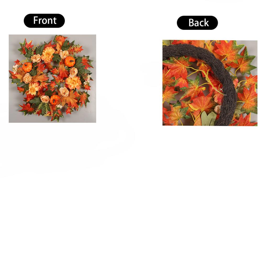 Artificial and Pumpkin Wreath for Thanksgiving Fall Door Decoration